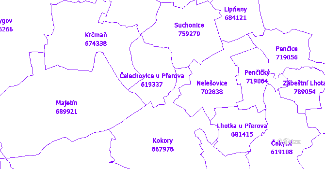 Katastrální mapa Čelechovice