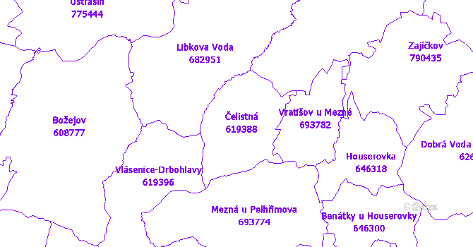 Katastrální mapa Čelistná