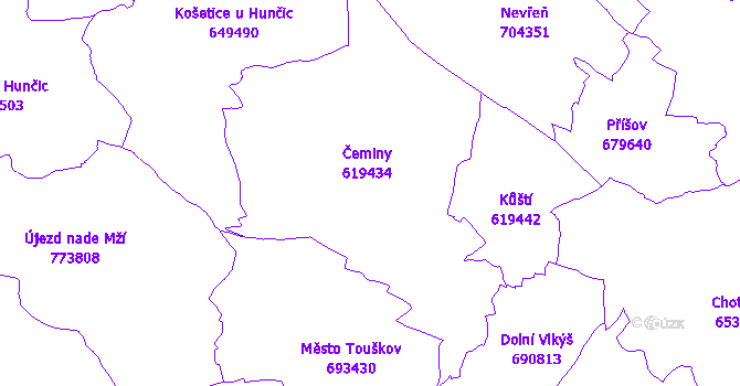 Katastrální mapa Čeminy