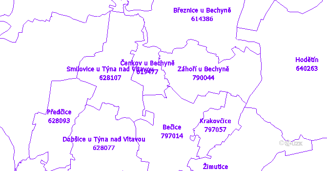 Katastrální mapa Čenkov u Bechyně