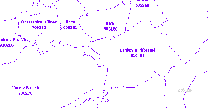 Katastrální mapa Čenkov