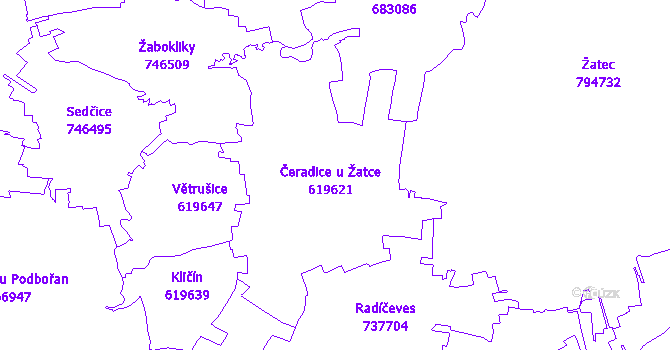 Katastrální mapa Čeradice