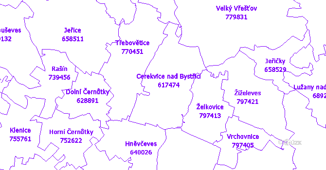 Katastrální mapa Cerekvice nad Bystřicí