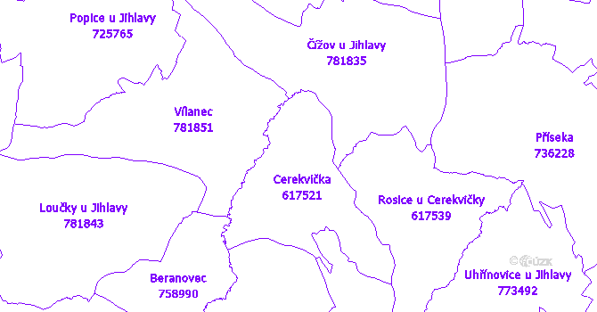 Katastrální mapa Cerekvička-Rosice