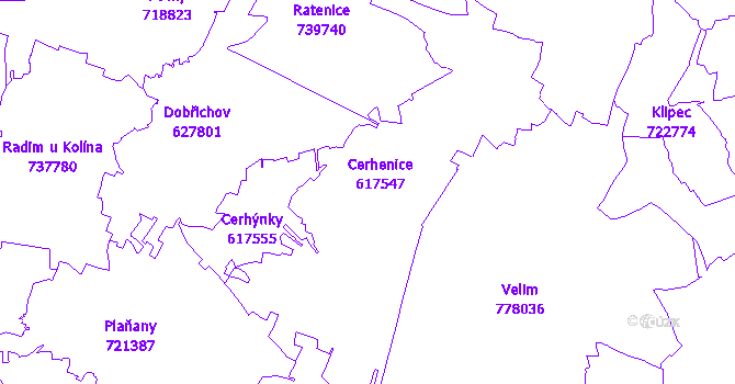 Katastrální mapa Cerhenice