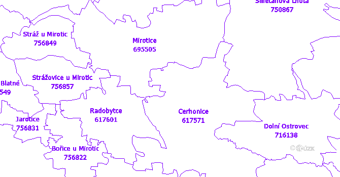 Katastrální mapa Cerhonice