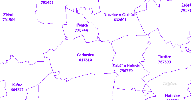 Katastrální mapa Cerhovice