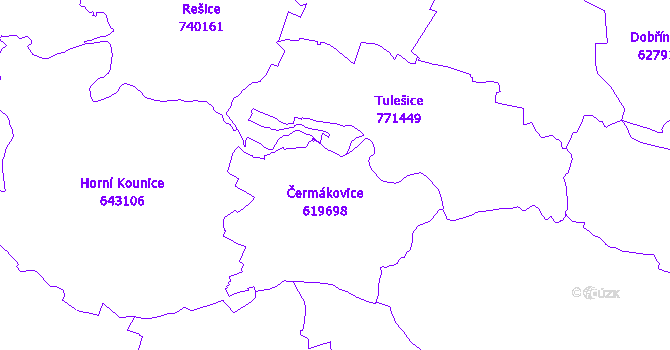 Katastrální mapa Čermákovice