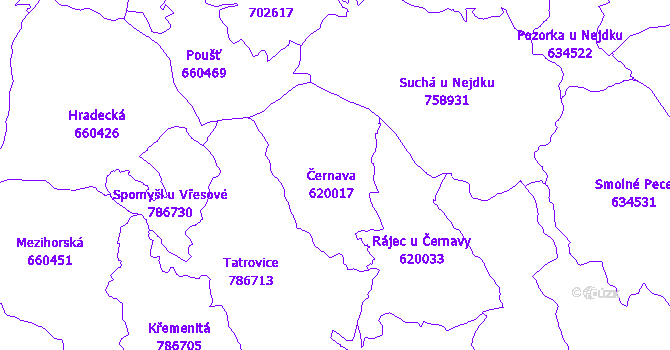 Katastrální mapa Černava