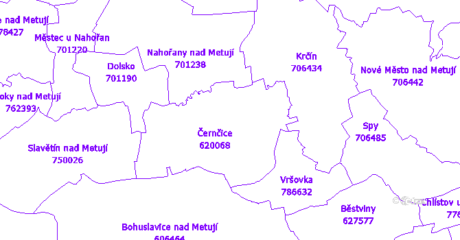 Katastrální mapa Černčice