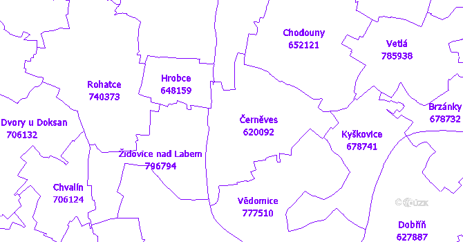 Katastrální mapa Černěves