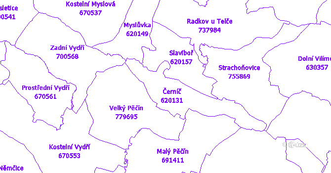 Katastrální mapa Černíč