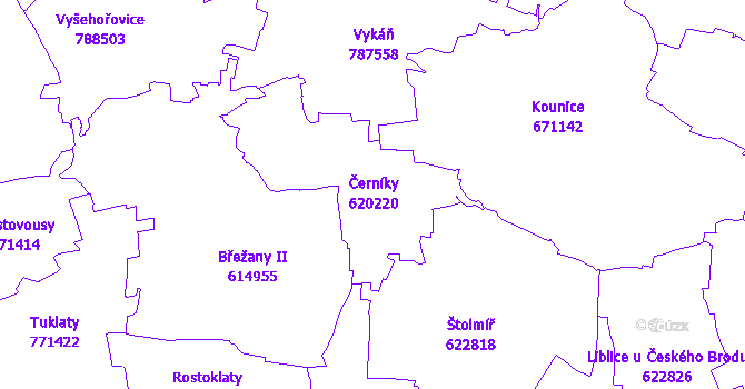 Katastrální mapa Černíky