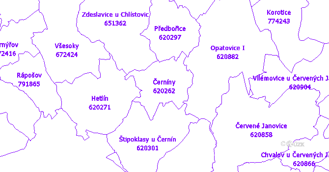 Katastrální mapa Černíny