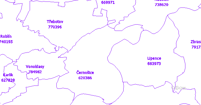 Katastrální mapa Černošice