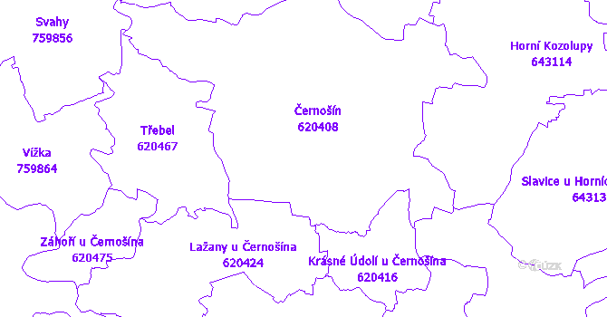 Katastrální mapa Černošín