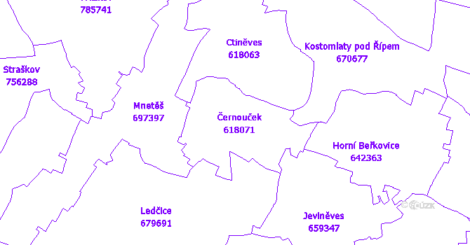 Katastrální mapa Černouček