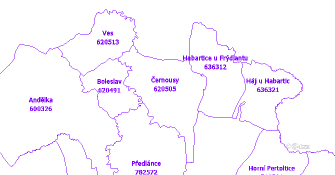 Katastrální mapa Černousy