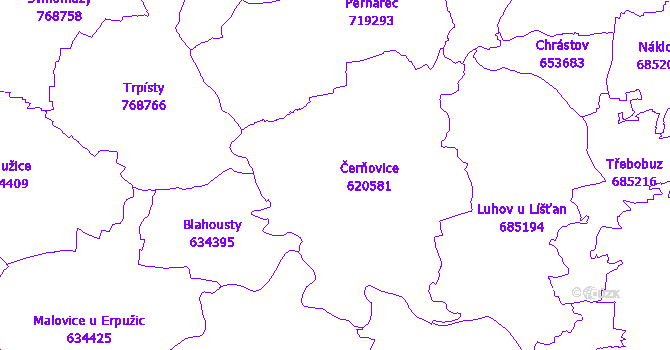 Katastrální mapa Čerňovice
