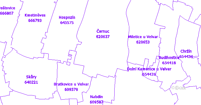 Katastrální mapa Černuc