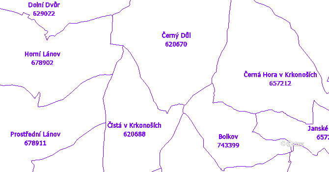 Katastrální mapa Černý Důl