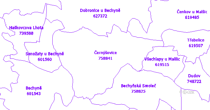 Katastrální mapa Černýšovice