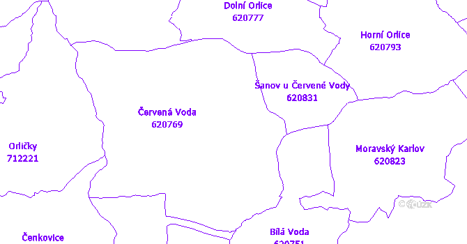 Katastrální mapa Červená Voda