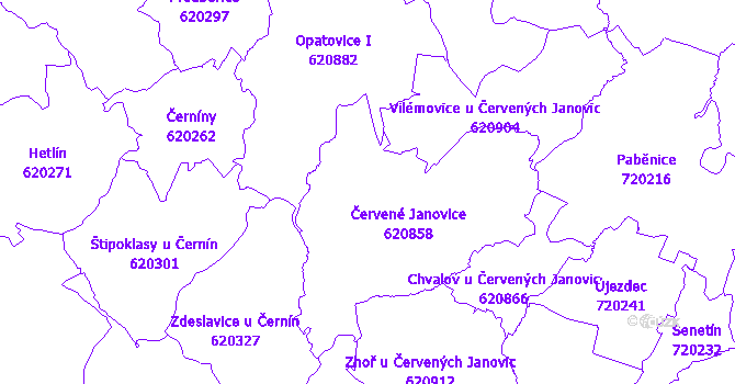 Katastrální mapa Červené Janovice