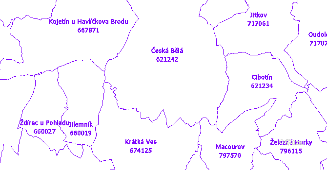 Katastrální mapa Česká Bělá
