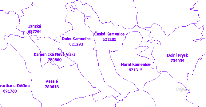Katastrální mapa Česká Kamenice