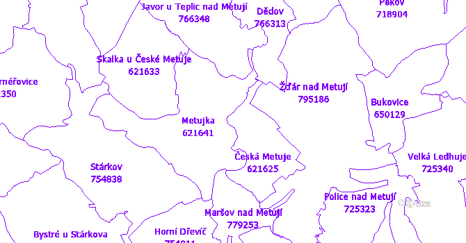 Katastrální mapa Česká Metuje