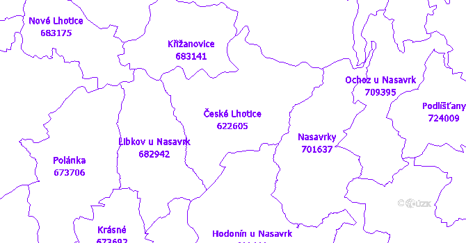Katastrální mapa České Lhotice