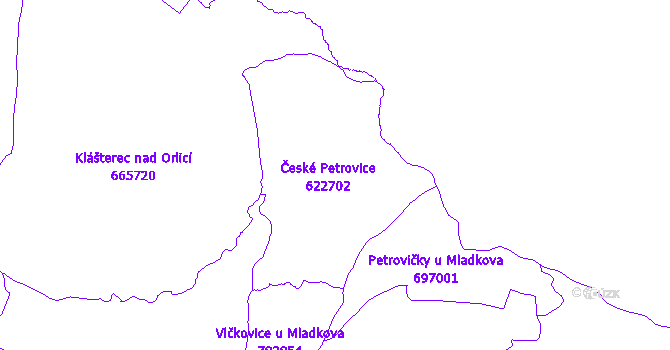 Katastrální mapa České Petrovice