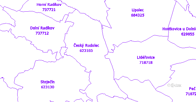 Katastrální mapa Český Rudolec