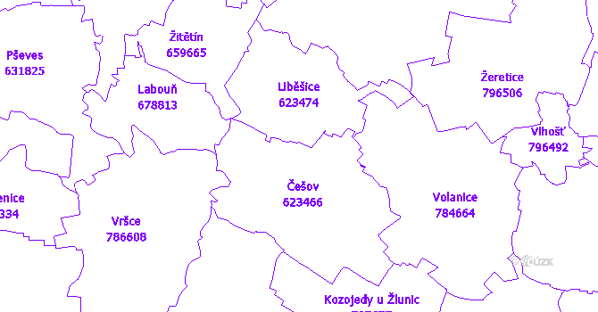 Katastrální mapa Češov