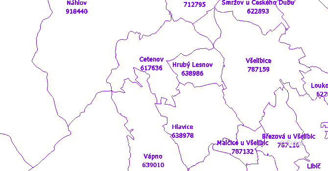 Katastrální mapa Cetenov