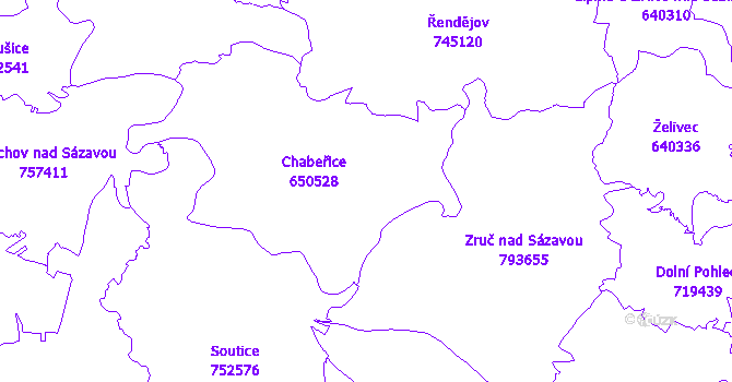 Katastrální mapa Chabeřice