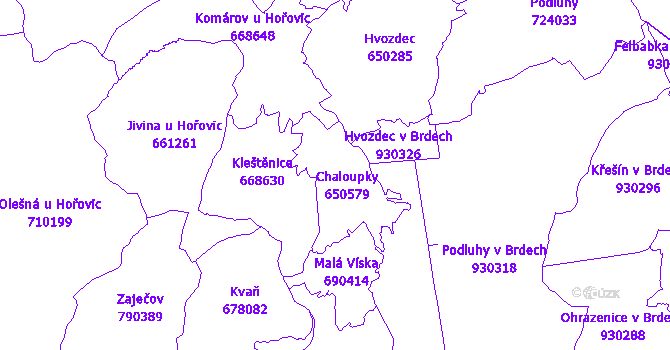 Katastrální mapa Chaloupky