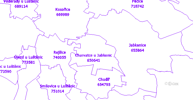 Katastrální mapa Charvatce