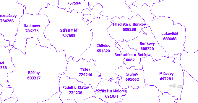 Katastrální mapa Chlistov
