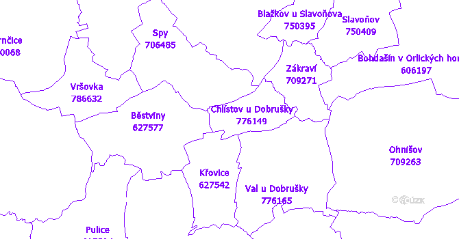 Katastrální mapa Chlístov