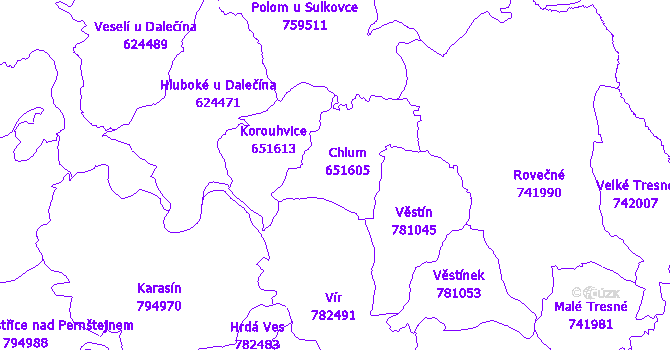 Katastrální mapa Chlum-Korouhvice