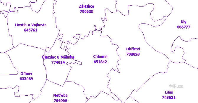 Katastrální mapa Chlumín