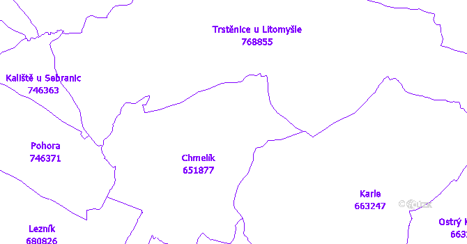 Katastrální mapa Chmelík