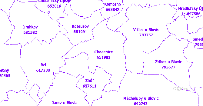 Katastrální mapa Chocenice