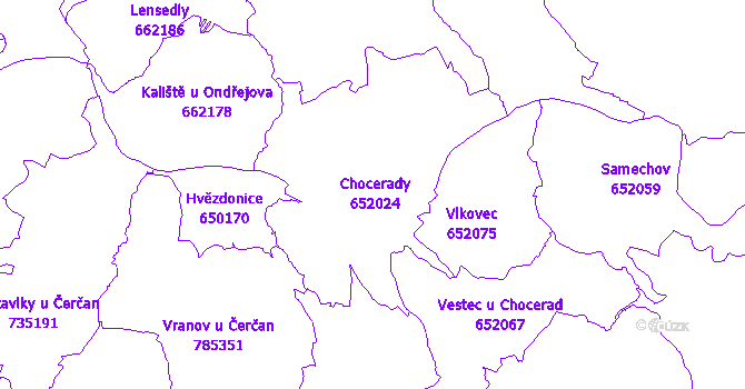 Katastrální mapa Chocerady