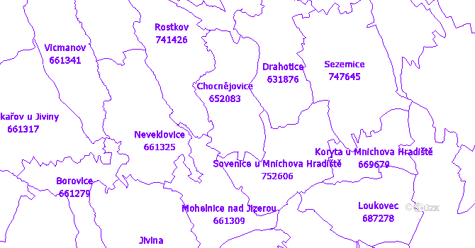 Katastrální mapa Chocnějovice