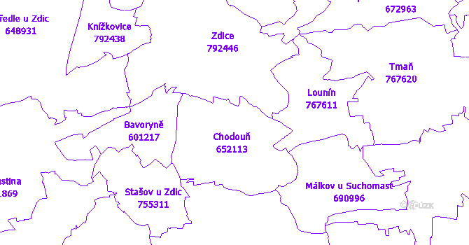 Katastrální mapa Chodouň