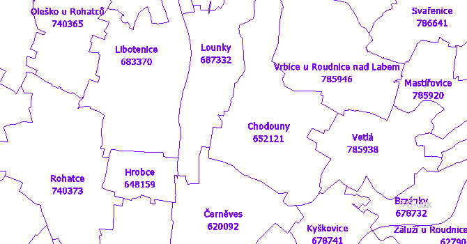 Katastrální mapa Chodouny