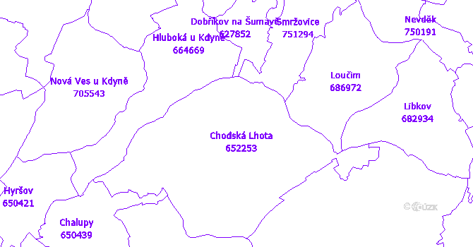 Katastrální mapa Chodská Lhota